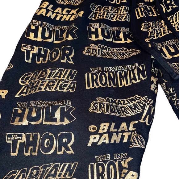 Marvel Men’s Joggers Black Gold Size Small Drawstring Waist Cidd Ankle - Picture 3 of 5